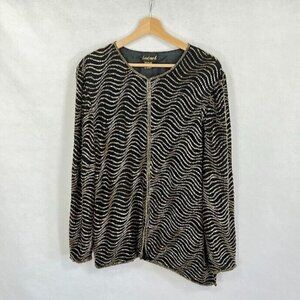 Landmark Vintage Beaded Evening Jacket 80s Formal Cocktail Sparkle Bold Chic XL